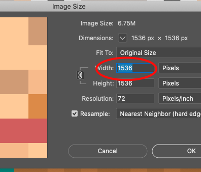 Finding the size of the image