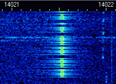 Waterfall display for CW signal